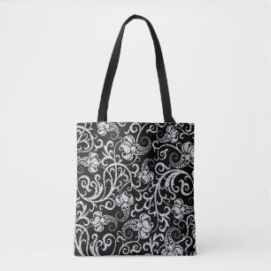 Cute Black dalmatian flower achtergrond Tote Bag