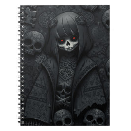 Cute black dark Skull Halloween obscure anime Notitieboek