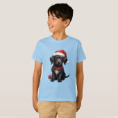 Cute Black Dog at Christmas T-shirt (Voorkant volledig)