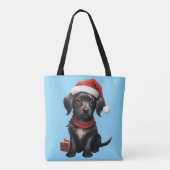 Cute Black Dog at Christmas Tote Bag (Achterkant)