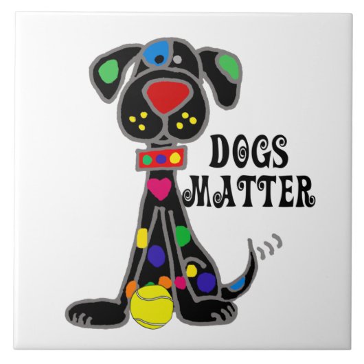 Cute Black Dog Dogs Matter Cartoon Tegeltje (Voorkant)
