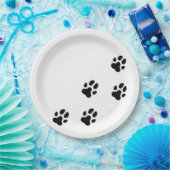 Cute Black Dog Paw Prins Papieren Bordje (Feest)