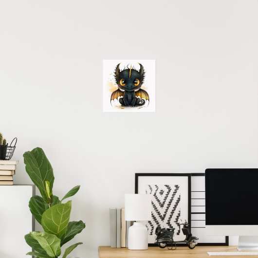 Cute Black Dragon Wall Art poster (Thuiskantoor)