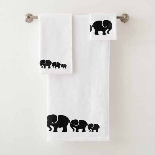 Cute Black Elephant Bathroom Towel Set Bad Handdoek (Insitu)
