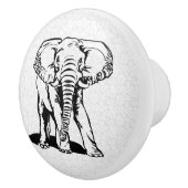 Cute Black Elephant Line Tekening Keramische Knop (Rechts)