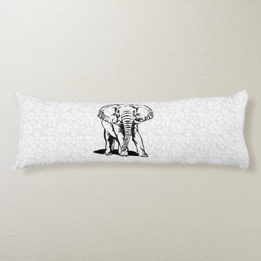 Cute Black Elephant Line Tekening Lichaamskussen (Voorkant)