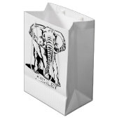 Cute Black Elephant Line Tekening Medium Cadeauzakje (Voorkant Gekanteld)