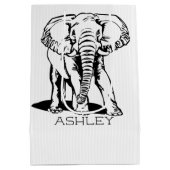 Cute Black Elephant Line Tekening Medium Cadeauzakje (Achterkant)