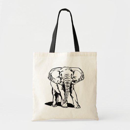Cute Black Elephant Line Tekening Tote Bag (Voorkant)