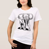 Cute Black Elephant Line Tekening Tri-Blend Shirt (Voorkant)