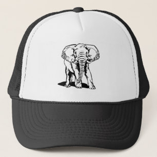 Cute Black Elephant Line Tekening Trucker Pet