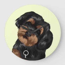 Cute Black en Brown Dog Grote Klok