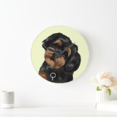 Cute Black en Brown Dog Grote Klok (Huis)
