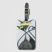 Cute Black en Grey Cat Cartoon Bagagelabel (Voorkant (verticaal))
