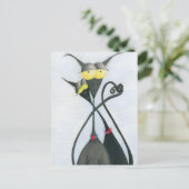 Cute Black en Grey Cat Cartoon Briefkaart (Staand voorkant)