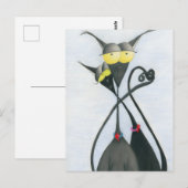 Cute Black en Grey Cat Cartoon Briefkaart (Voorkant / Achterkant)