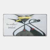Cute Black en Grey Cat Cartoon Bureaumat (Voorkant)