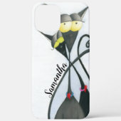 Cute Black en Grey Cat Cartoon Case-Mate iPhone Case (Achterkant)