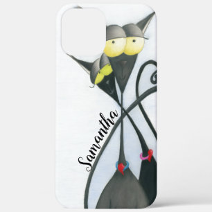 Cute Black en Grey Cat Cartoon Case-Mate iPhone Case