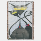 Cute Black en Grey Cat Cartoon Deken (Voorkant Verticaal)