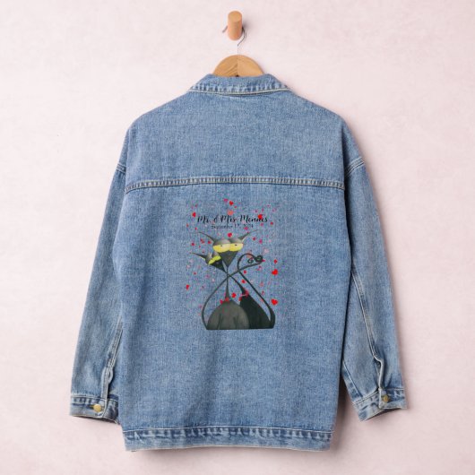 Cute Black en Grey Cat Cartoon Denim Jacket (Hangar)