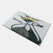 Cute Black en Grey Cat Cartoon Deurmat (Schuin)