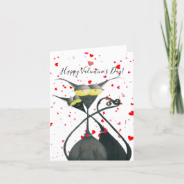 Cute Black en Grey Cat Cartoon Feestdagen Kaart