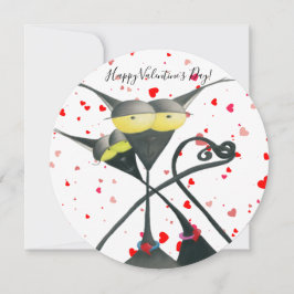 Cute Black en Grey Cat Cartoon Feestdagenkaart