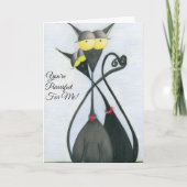 Cute Black en Grey Cat Cartoon Kaart (Voorkant)