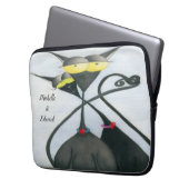 Cute Black en Grey Cat Cartoon Laptop Sleeve (Voorkant Links)