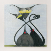 Cute Black en Grey Cat Cartoon Legpuzzel (Verticaal)