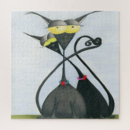 Cute Black en Grey Cat Cartoon Legpuzzel