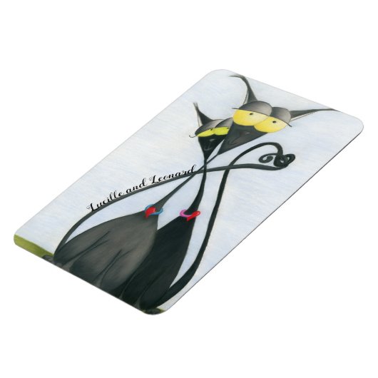 Cute Black en Grey Cat Cartoon Magneet (Linkerzijde)