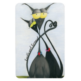 Cute Black en Grey Cat Cartoon Magneet