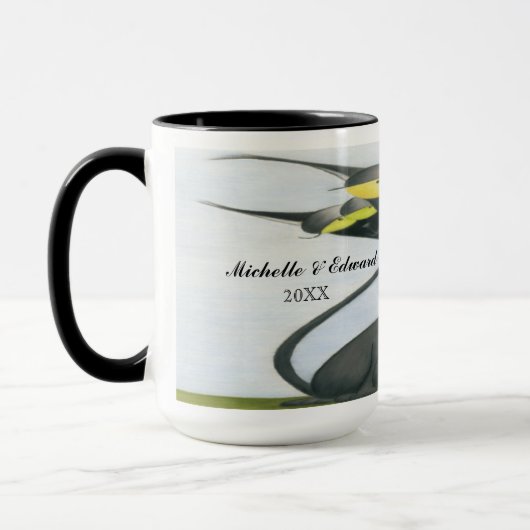 Cute Black en Grey Cat Cartoon Mok (Links)