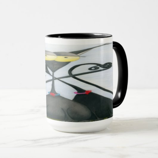 Cute Black en Grey Cat Cartoon Mok (Voorkant rechts)