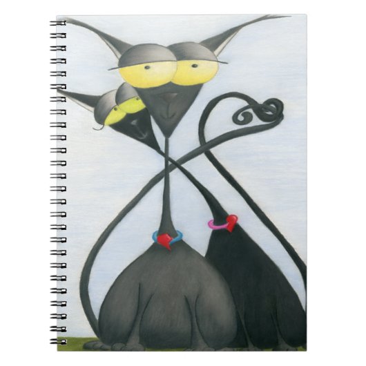Cute Black en Grey Cat Cartoon Notitieboek (Voorkant)