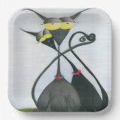 Cute Black en Grey Cat Cartoon Papieren Bordje (Voorkant)
