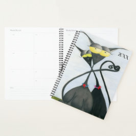 Cute Black en Grey Cat Cartoon Planner
