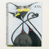 Cute Black en Grey Cat Cartoon Planner (Voorkant)