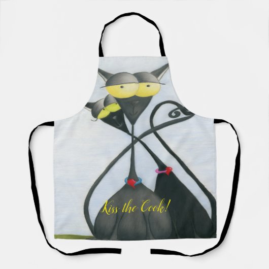 Cute Black en Grey Cat Cartoon Schort (Voorkant)