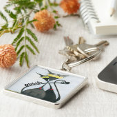 Cute Black en Grey Cat Cartoon Sleutelhanger (Zijkant)