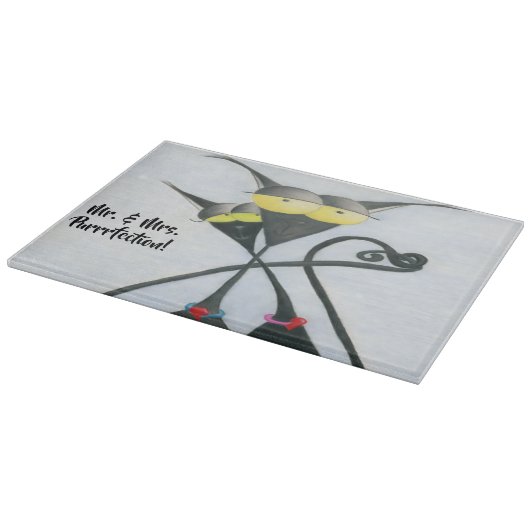 Cute Black en Grey Cat Cartoon Snijplank (Hoek)