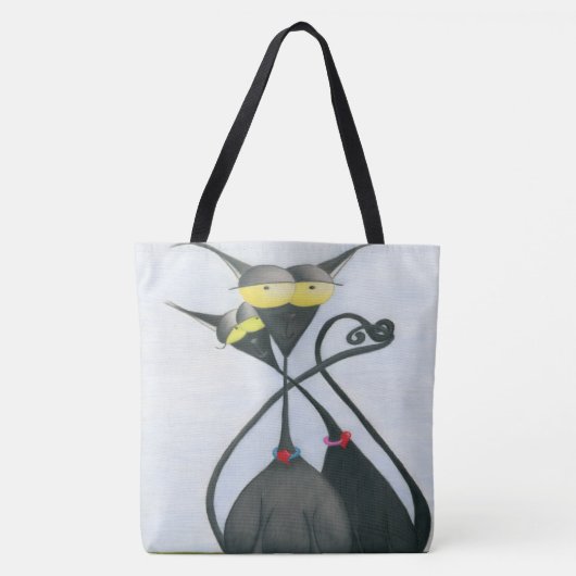 Cute Black en Grey Cat Cartoon Tote Bag (Voorkant)