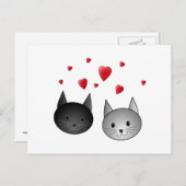 Cute Black en Grey Cats, met hart. Briefkaart (Voorkant / Achterkant)