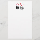 Cute Black en Grey Cats, met hart. Briefpapier (Voorkant)