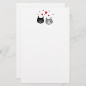 Cute Black en Grey Cats, met hart. Briefpapier (Voorkant / Achterkant)