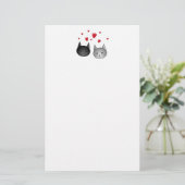 Cute Black en Grey Cats, met hart. Briefpapier (Staand voorkant)