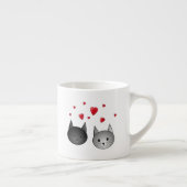 Cute Black en Grey Cats, met hart. Espresso Kop (Rechts)