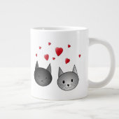 Cute Black en Grey Cats, met hart. Grote Koffiekop (Rechts)